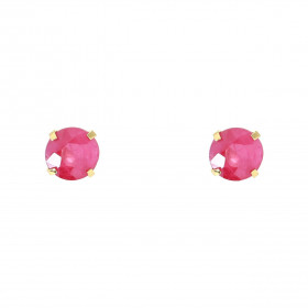 Boucles d oreilles Or Jaune 750 Rubis 5mm Boucles d oreilles type puces Rubis Pierres rondes 5mm diamètre (0,6 carat/pièce...