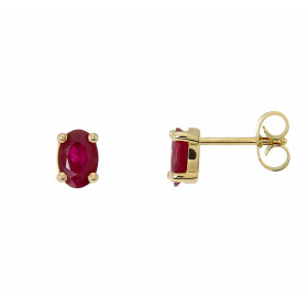  Boucles d oreilles Or Jaune 750 Rubis Ces boucles sont serties rubis ovales 6x4mm (2x0,45 carat) Type sertissage : serti ...