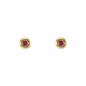 Boucles d'oreilles en Or 750 et Rubis serties de pierres de 2mm de diamètre. Dimensions du motif : 4,5mm. Système de ferme...