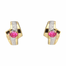 Boucles d oreilles 2 Ors 750/1000 Rubis Dimensions des pierres : 4 x 3 mm Dimensions du Motif : 12 x 8,5 mm 
