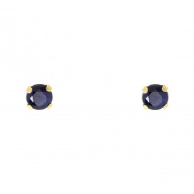 Boucles d oreilles Or Jaune 750 Saphir 4mm Boucles d oreilles type puces Saphir Pierres rondes 4mm diamètre (0,3 carat/piè...