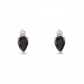 Boucles d oreilles Or Jaune 750 Saphir Poire 6x4mm Diamant Chaque boucle est sertie d un saphir poire 6x4mm d un diamant r...