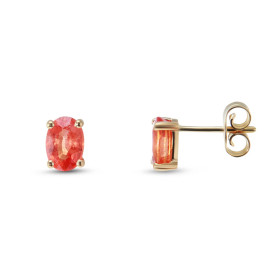 Boucles d oreilles Or Jaune 750 serties saphirs oranges traités 7x5mm (2x1 carat) Fermeture par poussettes belges Serti à ...