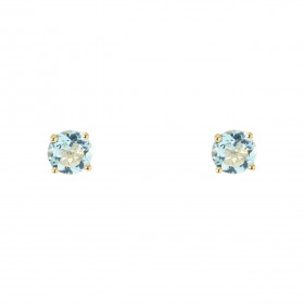 Boucles d oreilles Or Jaune 750 Topaze bleue traitée 5mm Boucles d oreilles type puces Or Jaune 750 Pierres rondes 5mm dia...