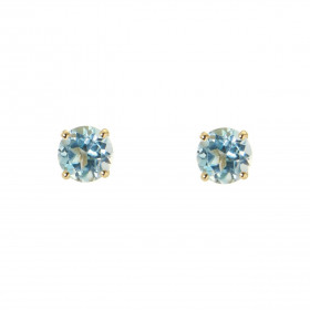 Boucles d oreilles Or Jaune 750 Topaze bleue traitée 6mm Boucles d oreilles type puces Or Jaune 750 Pierres rondes 6mm dia...