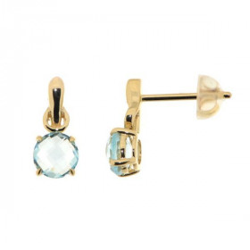 Boucles d oreilles Topaze Bleue Traitée Or Jaune 750 Ces ravissantes pierres taillées rose mesurent 5mm diamètre Elles son...