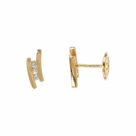  Boucles d oreilles Or Jaune serties 6 diamants pour un poids total 0,12 carat Système sécurité ALPA Dimensions du motif :...