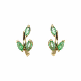Boucles d oreilles Or Jaune 750/1000 Emeraude Dimensions des pierres : 4 x 2 mm Dimensions du motif : 11 x 6,5 mm 