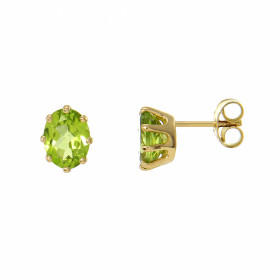 Boucles d'oreilles Or Jaune Péridot Ovale 8x6mm