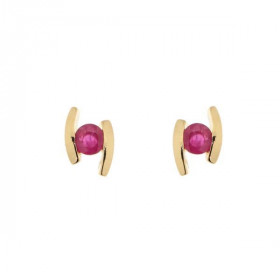 Boucles d oreilles Or Jaune 750 Rubis Ces boucles d oreilles sont serties pierres 3mm diamètre La dimension d un motif est...