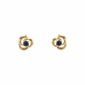 Boucles d'oreilles Or Jaune 750/1000 et Saphirs. Diamètre des pierres : 2mm. Dimensions du motif : 5 x 5 mm 