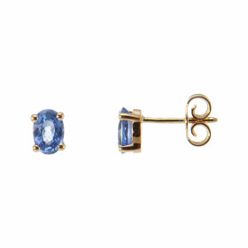  Boucles d oreilles Or Jaune 750 Saphirs Ceylan Ces Boucles sont serties deux saphirs ovales 6x4mm Ces Saphirs sont mainte...