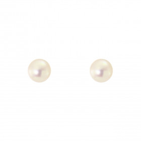 Rd 5,5mm Boucles d&#39;oreilles en Or Jaune 750/1000 et perles blanches. Forme des perles : ronde. Diametre des perles (vu...