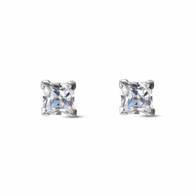  Boucles d oreilles Oxyde zirconium Carrés Or Blanc 375 Pierres 5x5mm 