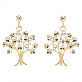 Boucles d oreilles pendantes 2 ors 375 Arbre vie Arbre vie effet ciselé sur les feuilles Dimensions d une boucle vue face ...