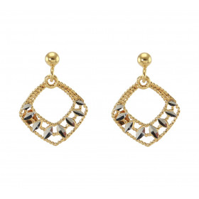 Boucles d oreilles 2 ors 375 forme losange Système d attache : poussette belge Longueur : 19mm Largeur : 14mm