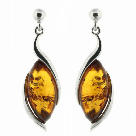 Boucles d oreilles Pendantes Ambre Argent 925 Boucles d oreilles Argent 925 Ambre couleur cognac Ambres taillées navettes ...