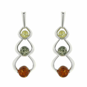 Boucles d oreilles Ambre Multicolore Argent 925 Boucles d oreilles Argent 925 Ambre multicolore (couleurs : miel, cognac v...