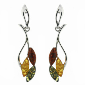 Boucles d oreilles Ambre Multicolore Argent 925 Boucles d oreilles Argent 925 Ambre multicolore (couleurs : miel, cognac v...