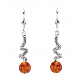 Boucles d oreilles Pendantes Ambre Rond 10mm Ambre couleur cognac Dimensions d une boucle (vue face) : 47x10mm Système fer...