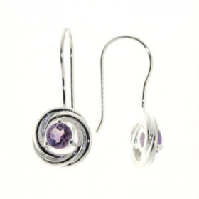 Boucles d oreilles Argent 925 Améthyste serties pierres 5mm diamètre Motifs composés d anneaux entrelacés (Diamètre du mot...
