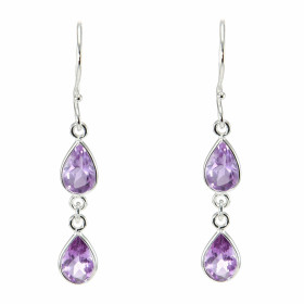 Boucles d oreilles Argent 925 Améthyste serties pierres forme poire Longueur : 4,5cm Dimensions des pierres : 10x6mm 