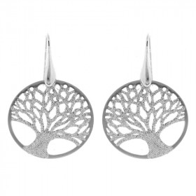 Boucles d oreilles pendantes Argent 925 Motif Arbre vie rond 30mm diametre Longueur des boucles d oreilles : 4,5cm