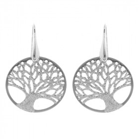 Boucles d'oreilles pendantes en Argent 925. Motif Arbre de vie rond de 30mm de diametre. Longueur des boucles d'oreilles :...