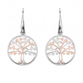 Boucles d oreilles pendantes Argent 2 tons Arbre vie 20mm Boucles d oreilles pendantes argent rhodié rosé composées d un a...
