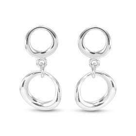 Boucles d oreilles pendantes argent rhodié composées 2 cercles 8 11mm diamètre Largeur : 11mm Longueur totale : 23mm Systè...