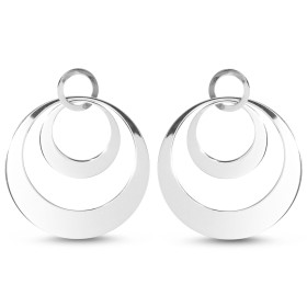 Boucles d oreilles pendantes argent rhodié composées 3 cercles Largeur : 40mm Longueur totale : 45mm Système d attache : p...