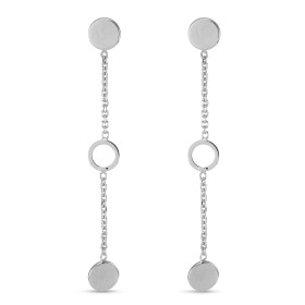 Boucles d oreilles pendantes argent rhodié composées 3 cercles sur une chaînette Largeur : 5mm Longueur totale : 45mm Syst...