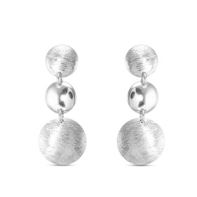 Boucles d oreilles pendantes argent rhodié composées 2 cercles brossé un cercle lisse Largeur : 10mm Longueur totale : 26m...