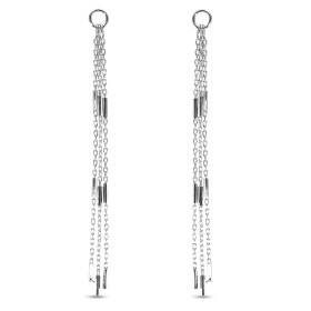 Boucles d oreilles pendantes argent rhodié composées 3 chaînettes maille fanatise Largeur : 5mm Longueur totale : 82mm Sys...