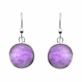 Boucles d oreilles Pendantes Argent 925 Améthyste Ronde 12mm Pierres rondes taille cabochon 12mm diamètre Dimensions d une...