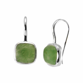 Boucles d oreilles Pendantes Argent 925 Aventurine Coussin 10x10mm Pierres taille cabochon forme coussin 10x10mm Dimension...