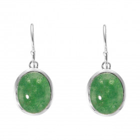 Boucles d'oreilles Pendantes Argent 925 Aventurine Ovale 12x10mm