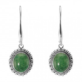 Boucles d'oreilles Pendantes Argent 925 Aventurine Ovale 12x10mm