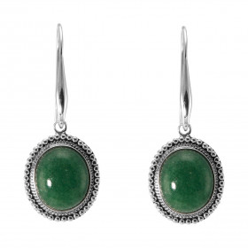 Boucles d'oreilles Pendantes Argent 925 Aventurine Ovale 14x12mm