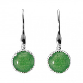 Boucles d oreilles Pendantes Argent 925 Aventurine Ronde 12mm Pierres rondes 12mm taillées cabochon Pierres fixées par un ...