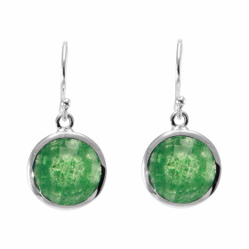 Boucles d&#39;oreilles Pendantes Argent 925 Aventurine Ronde facettée 9mm. Pierres rondes facettées de 9mm de diamètre. Di...