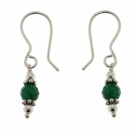 Boucles d oreilles Argent 925 Aventurine Pierre 5mm diamètre Longueur: 33 mm 