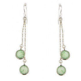 Boucles d oreilles Pendantes Argent 925 Aventurine Pierres rondes facettées 6mm diamètre Longueur: 50 mm