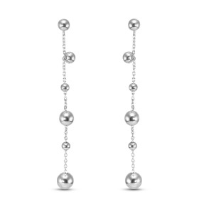Boucles d oreilles pendantes argent rhodié composées 6 boules d argent d une chaînette 1,1mm large Largeur : 5mm Longueur ...