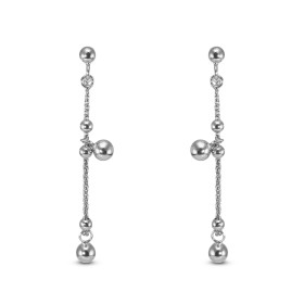 Boucles d oreilles pendantes argent rhodié composées 3 boules d argent 4mm diamètre d une chaînette 1,1mm large Largeur : ...