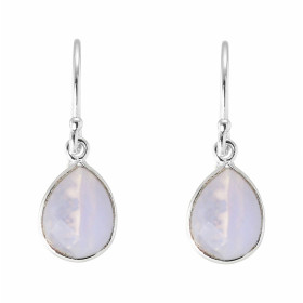 Boucles d oreilles Pendantes Argent 925 Calcédoine Bleue Poire facettée 9x7mm Pierres forme poire facettées mesurant 9x7mm...