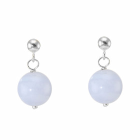 Boucles d oreilles Pendantes Argent 925 Calcédoine Boules 10mm Boucles d oreilles composées boules Calcédoine montées Arge...