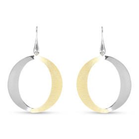 Boucles d oreilles pendantes argent rhodié argent doré forme cercle une partie brossée doré Largeur : 35mm Longueur totale...