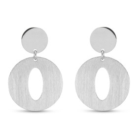 Boucles d oreilles pendantes argent rhodié composées d un cercle lisse d un cercle brossé Largeur : 20mm Longueur totale :...