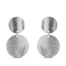 Boucles d oreilles pendantes argent rhodié composées 2 cercles argent brossé Largeur : 14mm Longueur totale : 24mm Système...